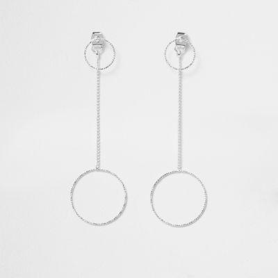 River Island Womens Silver Tone Circle Drop Earrings