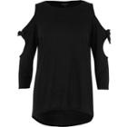 River Island Womens Cold Shoulder Tie Sleeve Top