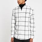 River Island Mens White Check Button Down Long Sleeve Shirt