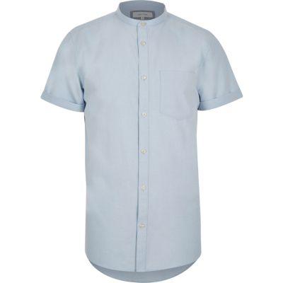 River Island Mens Grandad Collar Short Sleeve Shirt