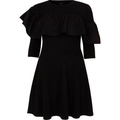 River Island Womens Poplin Frill Jersey Skater Dress