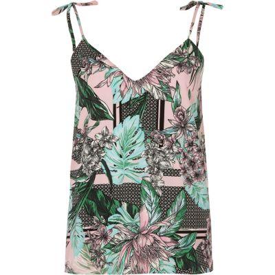 River Island Womens Floral Print Bow Shoulder Cami Top