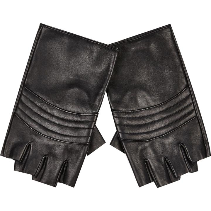 River Island Mensblack Leather Fingerless Gloves
