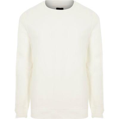 River Island Mens White Twill Crew Neck Sweatshirt