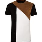 River Island Mens Faux Suede Panel Muscle Fit T-shirt