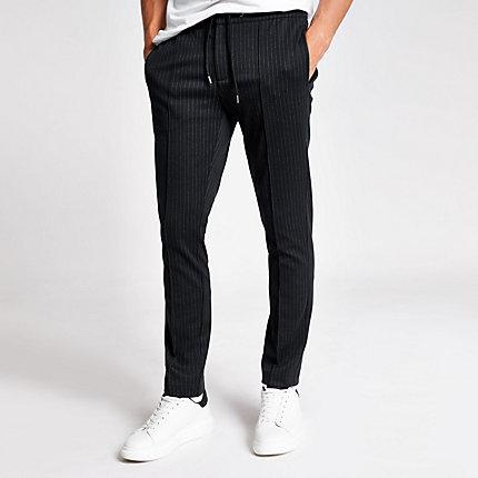River Island Mens Stripe Skinny Fit Smart Joggers