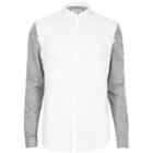 River Island Menswhite Jersey Sleeve Casual Oxford Shirt