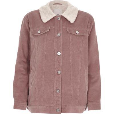 River Island Womens Corduroy Fleece Collar Trucker Jacket