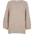 River Island Womens Cable Knit Balloon Sleeve Jumper