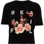 River Island Womens Print Ruffle Open Back Cropped T-shirt
