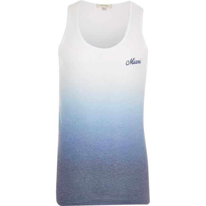 River Island Mensblue Faded Dip Dye Miami Vest