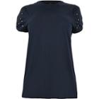 River Island Womens Plus Pearl Embellished Sleeve T-shirt
