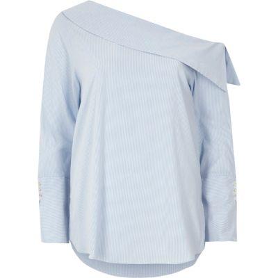 River Island Womens Stripe One Shoulder Long Sleeve Top