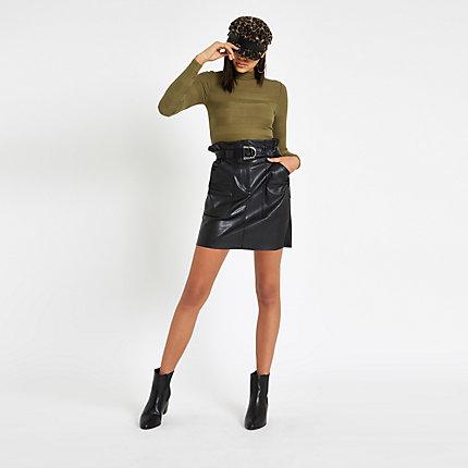 River Island Womens High Neck Ribbed Crop Sweater