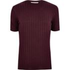 River Island Mensburgundy Chunky Ribbed Muscle Fit T-shirt