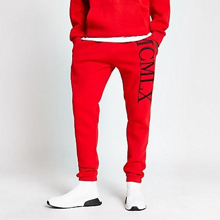 River Island Mens 'mcmlx' Embroidered Slim Fit Joggers