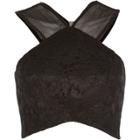 River Island Womens Lace Mesh Cross Strap Crop Top