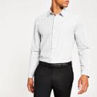River Island Mens White Block Printed Long Sleeve Shirt