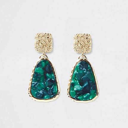 River Island Womens Gold Colour Resin Drop Earrings