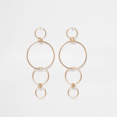River Island Womens Gold Tone Hoop Link Dangle Earrings