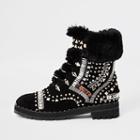 River Island Womens Ri 30 Faux Fur Trim Embellished Boots