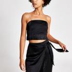 River Island Womens Satin Diamante Strap Crop Top