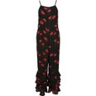 River Island Womens Floral Print Tiered Frill Cami Jumpsuit