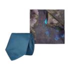 River Island Mensblue Silk Tie Floral Print Pocket Square Set