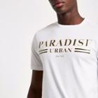 River Island Mens White 'paradise' Slim Fit T-shirt