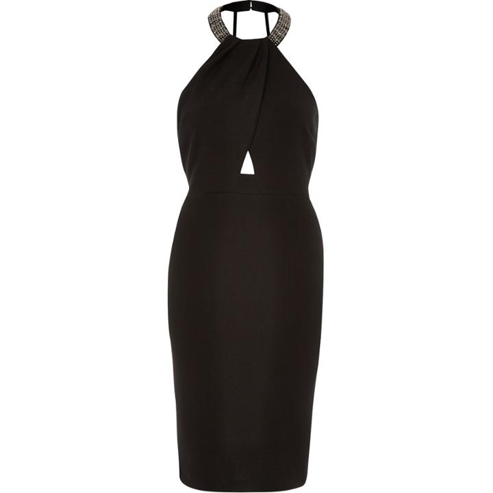 River Island Womens Neck Trim Bodycon Dress