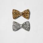 River Island Girls Gold And Silver Sparkly Hair Bow Clips
