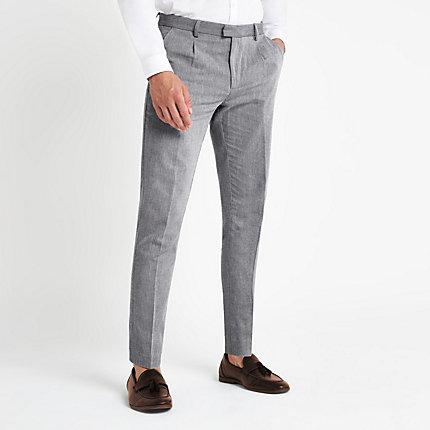 River Island Mens Herringbone Skinny Smart Pants