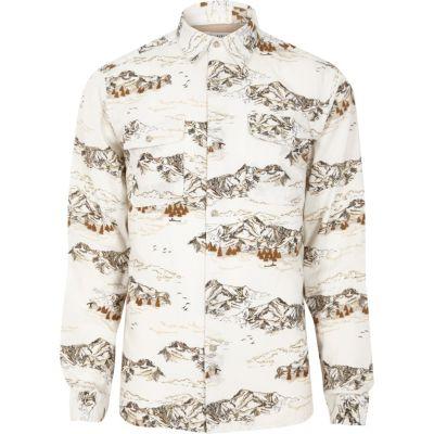 Mens White Bellfield Mountain Print Shirt