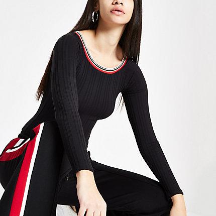 River Island Womens Ribbed Tipped Bodysuit