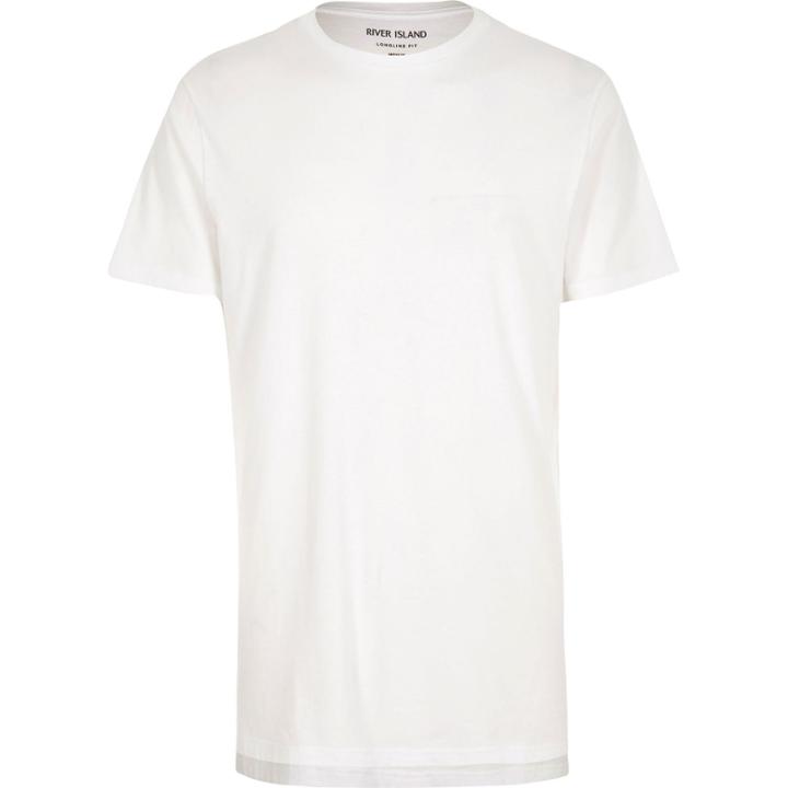 River Island Menswhite Longline T-shirt