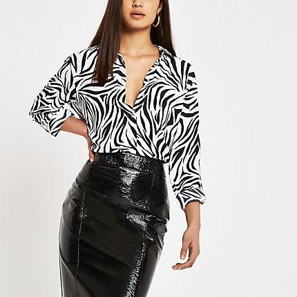 River Island Womens Zebra Print Long Sleeve Shirt