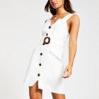 River Island Womens White Belted Pinafore Dress