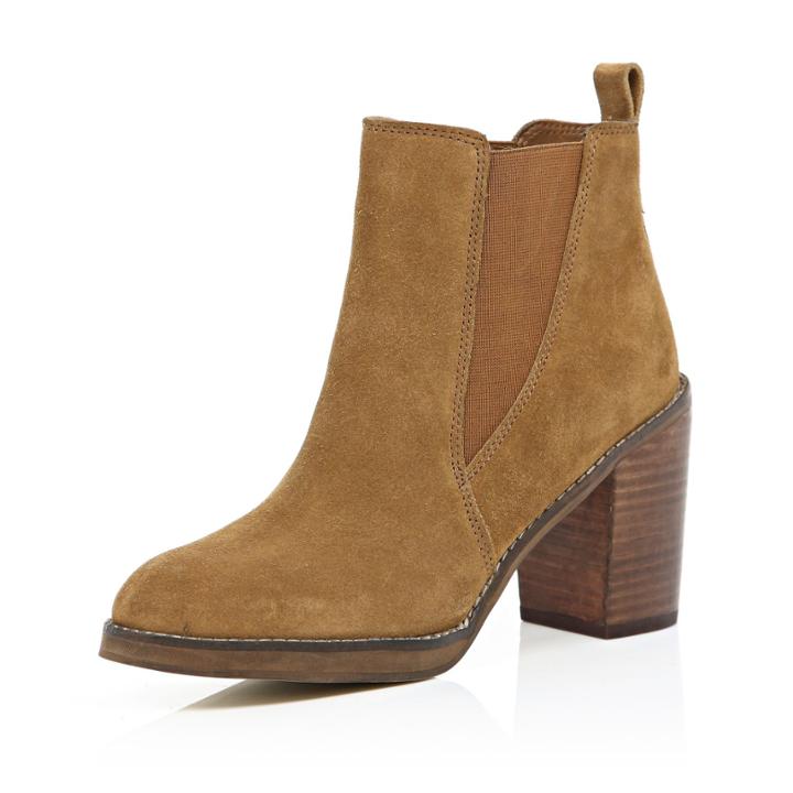 River Island Womens Brown Suede Heeled Ankle Boots