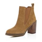River Island Womens Brown Suede Heeled Ankle Boots