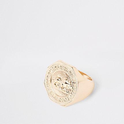 River Island Womens Gold Tone Hexagon Coin Ring
