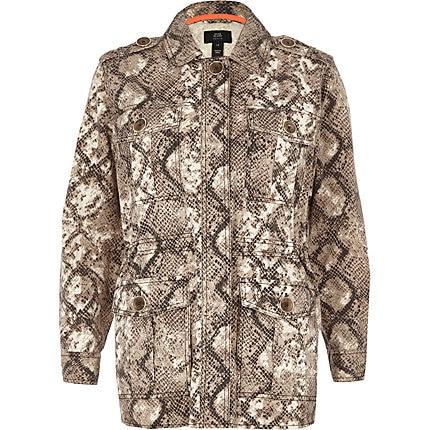 River Island Womens Petite Snake Print Utility Jacket