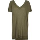 River Island Womens Linen-blend V-neck Longline T-shirt