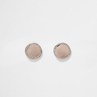 River Island Womens Rose Gold Tone Rhinestone Stud Earrings