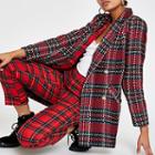 River Island Womens Check Plaid Double-breasted Jacket