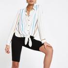 River Island Womens White Stripe Tie Front Shirt