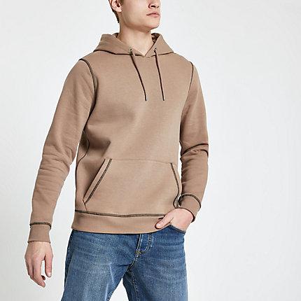 River Island Mens Contrast Stitch Slim Fit Hoodie
