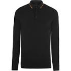 River Island Mens Tipped Muscle Long Sleeve Polo Shirt