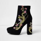 River Island Womens Floral Embroidered Platform Boots