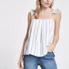River Island Womens Petite Stripe Ruffle Shoulder Cami Top