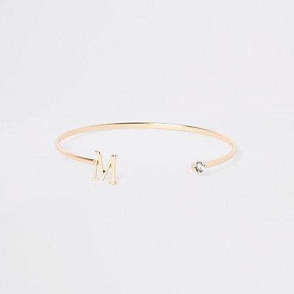 River Island Womens Gold Plated 'm' Initial Cuff Bracelet